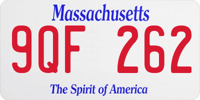 MA license plate 9QF262