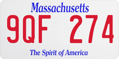 MA license plate 9QF274