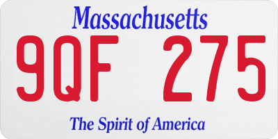 MA license plate 9QF275