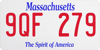 MA license plate 9QF279