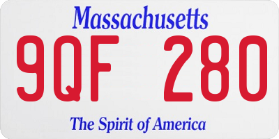 MA license plate 9QF280