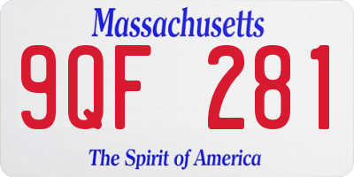 MA license plate 9QF281