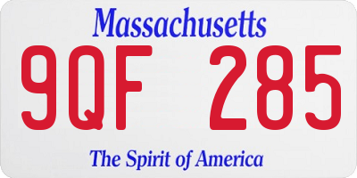 MA license plate 9QF285