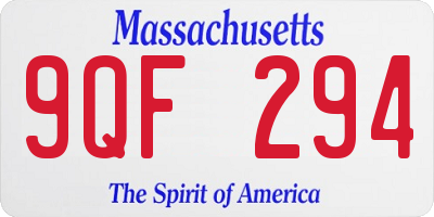 MA license plate 9QF294