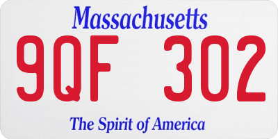 MA license plate 9QF302