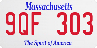 MA license plate 9QF303