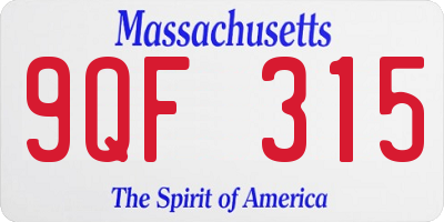 MA license plate 9QF315