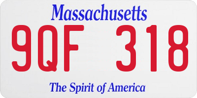 MA license plate 9QF318