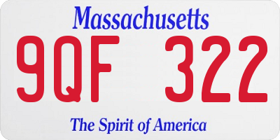MA license plate 9QF322