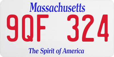 MA license plate 9QF324