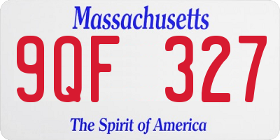 MA license plate 9QF327