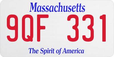 MA license plate 9QF331