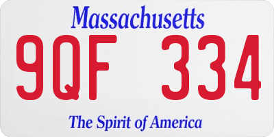 MA license plate 9QF334