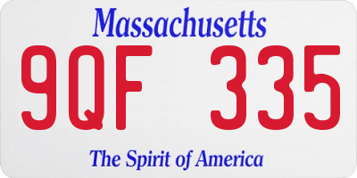 MA license plate 9QF335