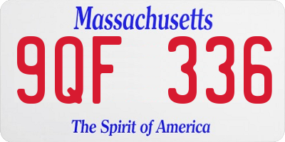 MA license plate 9QF336