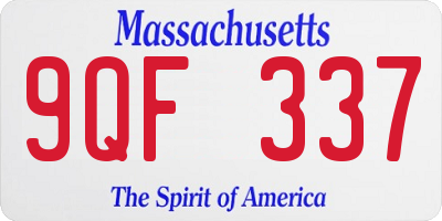 MA license plate 9QF337
