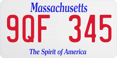 MA license plate 9QF345