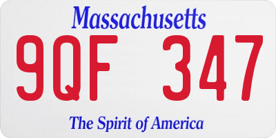 MA license plate 9QF347