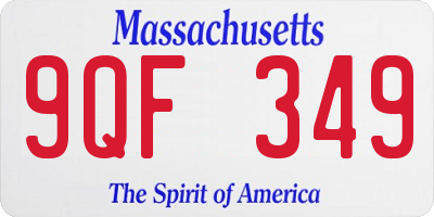 MA license plate 9QF349