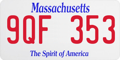 MA license plate 9QF353