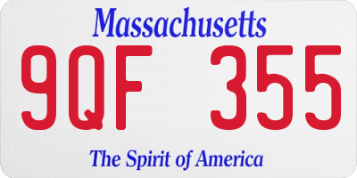 MA license plate 9QF355