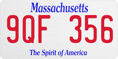 MA license plate 9QF356