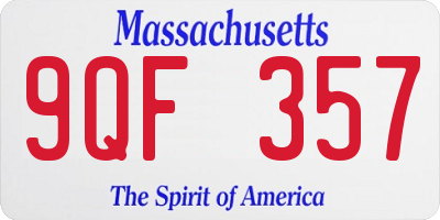 MA license plate 9QF357