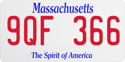 MA license plate 9QF366
