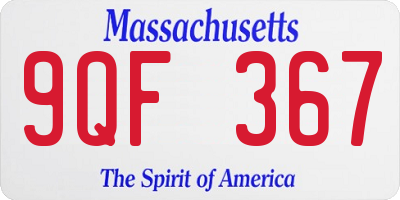 MA license plate 9QF367