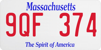 MA license plate 9QF374