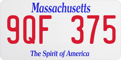MA license plate 9QF375