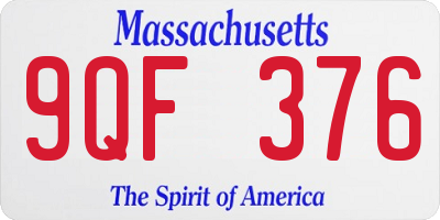 MA license plate 9QF376