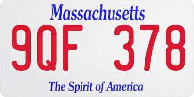 MA license plate 9QF378