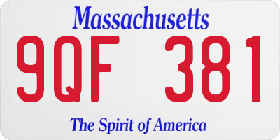 MA license plate 9QF381