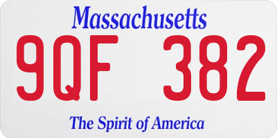 MA license plate 9QF382