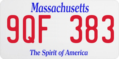 MA license plate 9QF383