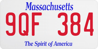 MA license plate 9QF384