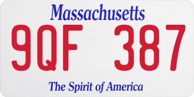 MA license plate 9QF387