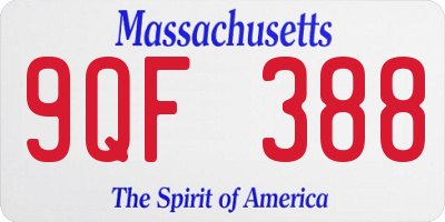 MA license plate 9QF388