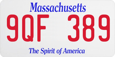 MA license plate 9QF389