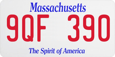 MA license plate 9QF390