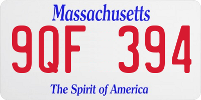 MA license plate 9QF394