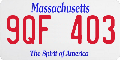 MA license plate 9QF403