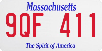 MA license plate 9QF411