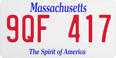 MA license plate 9QF417