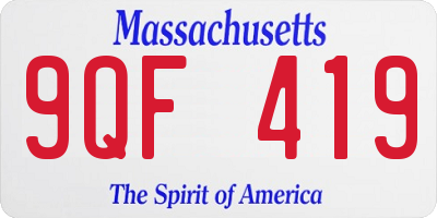 MA license plate 9QF419
