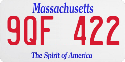 MA license plate 9QF422