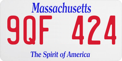 MA license plate 9QF424