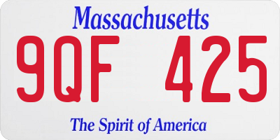 MA license plate 9QF425