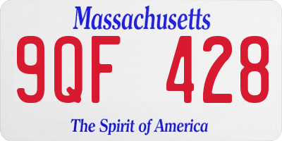 MA license plate 9QF428